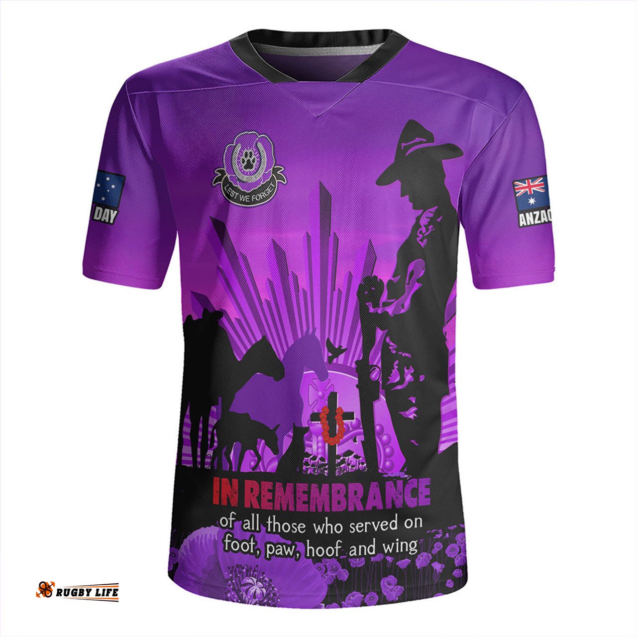 Australia Anzac Day Animal Companions Forever Remembered Rugby Jersey