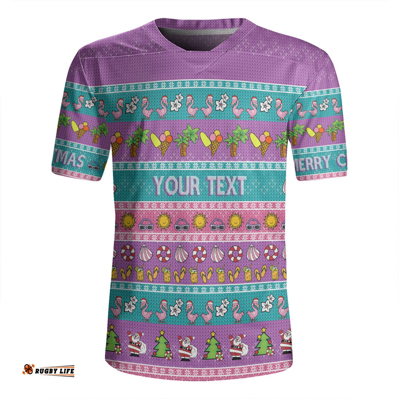 Australia Christmas Custom Aussie Christmas Flamingo Summer Vibes Purple Rugby Jersey