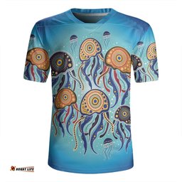 Australia Dot Painting Inspired Aboriginal Jellyfish Art In Aboriginal Dot Style Rugby Jersey