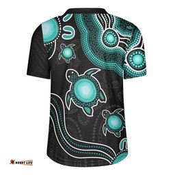 Australia Aboriginal Turtle Dreaming Journey Featuring Dot Art Turquoise Rugby Jersey