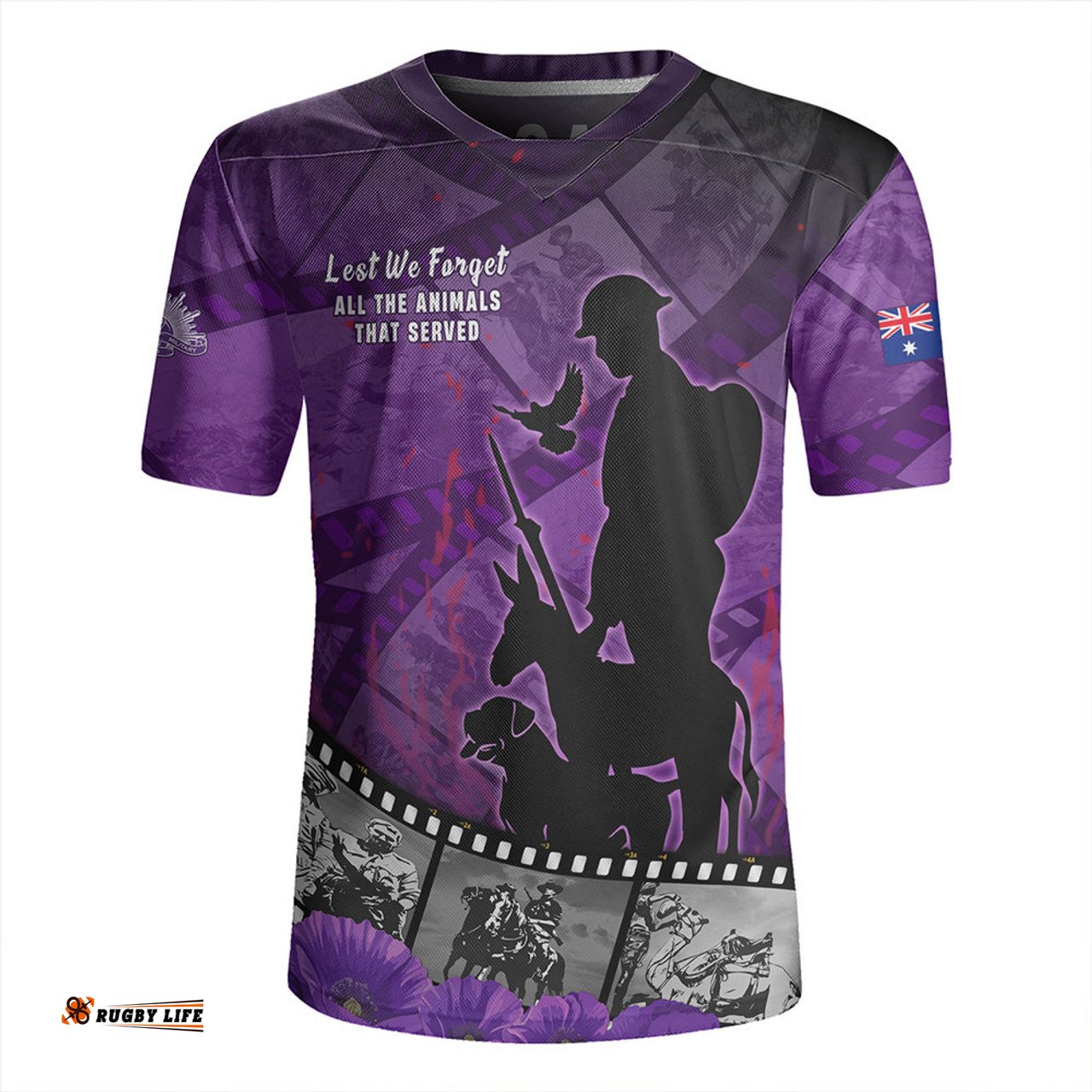 Australia Anzac Day Lest We Forget Historical Footage Of Animals Rugby Jersey