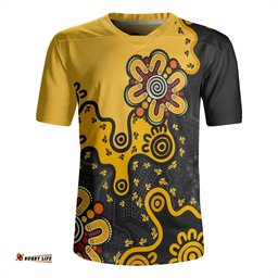 Australia Aboriginal Style Of Background Yellow Rugby Jersey