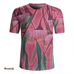 Australia Flowers Aboriginal Aboriginal Dot Art Of Australian Native Eucalyptus Tree Branch Rugby Jersey