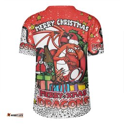 St. George Illawarra Dragons Christmas Custom V-Neck Rugby Jerseys - Merry Christmas Our Beloved Team With Aboriginal Dot Art Pattern V-Neck Rugby Jerseys