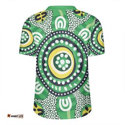 Australia Dot Painting Inspired Aboriginal Green Aboriginal Inspired Dot Art Rugby Jersey