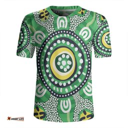 Australia Dot Painting Inspired Aboriginal Green Aboriginal Inspired Dot Art Rugby Jersey