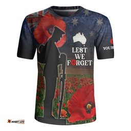Australia Custom Anzac Day Lest We Forget Red Poppies Rugby Jersey