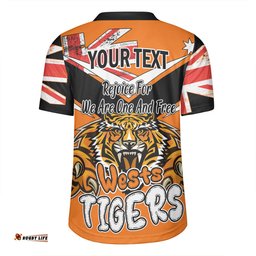 Wests Tigers V-Neck Rugby Jerseys - Happy Australia Day We Are One And Free V2