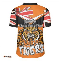 Wests Tigers V-Neck Rugby Jerseys - Happy Australia Day We Are One And Free V2