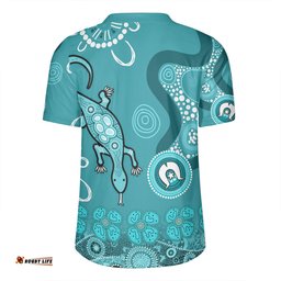 Australia Goanna Aboriginal Indigenous Dot Goanna (Teal Blue) Rugby Jersey