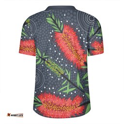 Australia Flowers Aboriginal Red Bottle Brush Tree Depicted In Aboriginal Style Rugby Jersey