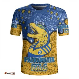 Parramatta Eels Custom V-Neck Rugby Jerseys - Team With Dot And Star Patterns For Tough Fan V-Neck Rugby Jerseys