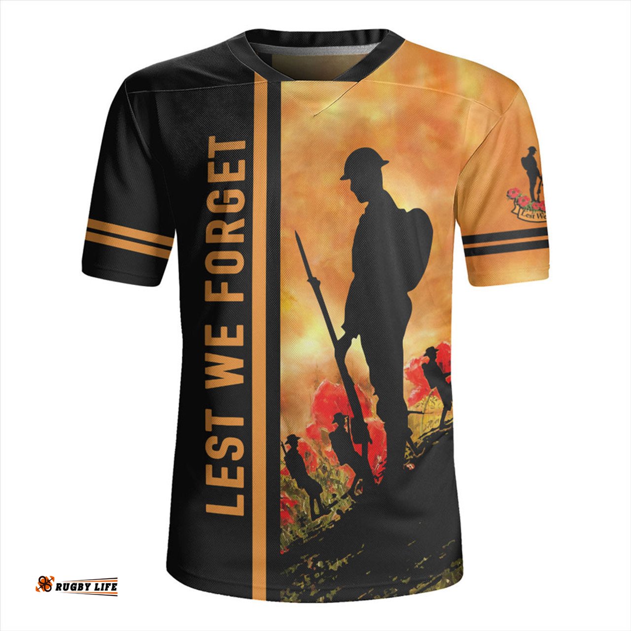 Australia V-Neck Rugby Jerseys Lest We Forget Quater Style