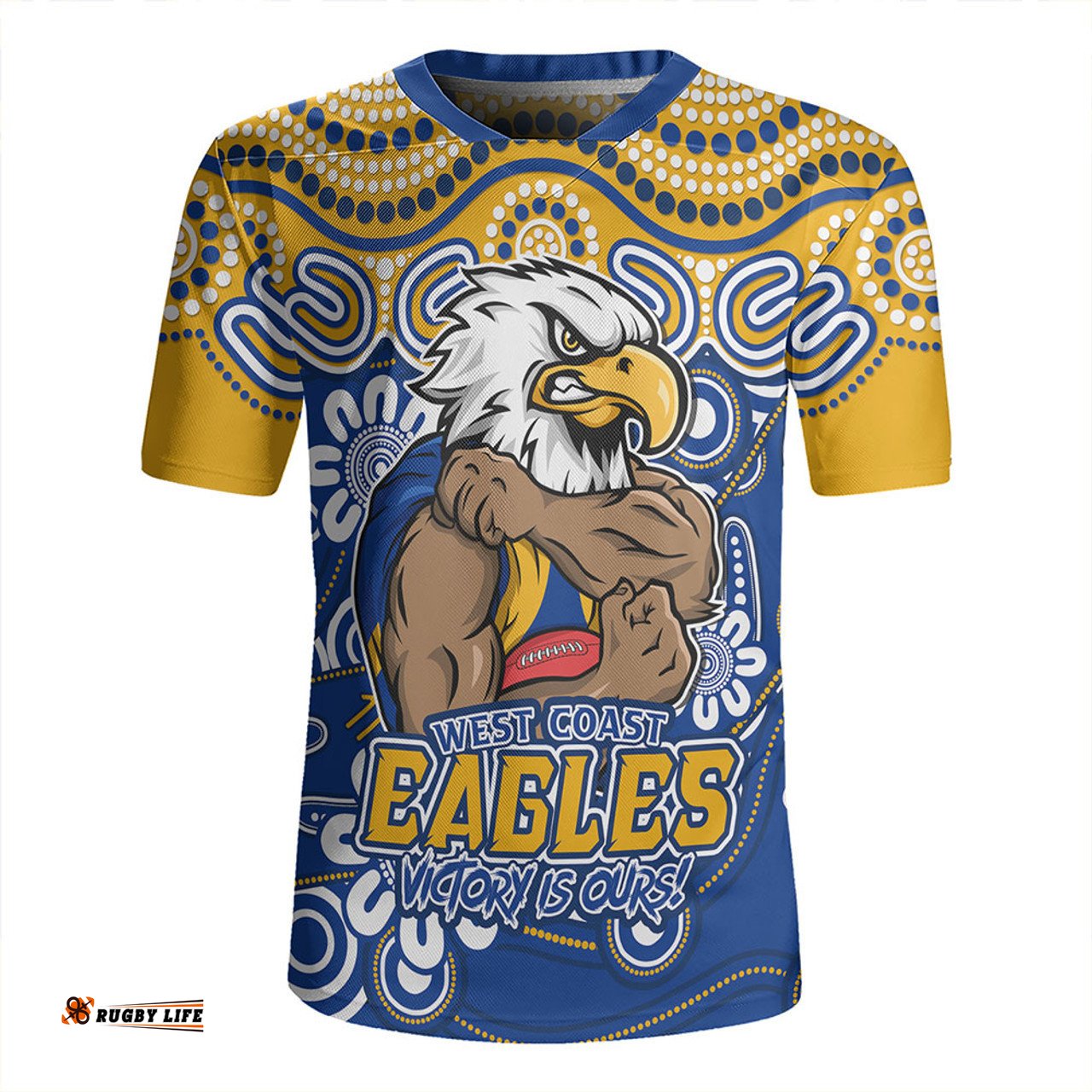 West Coast Eagles V-Neck Rugby Jerseys Aboriginal Inspired Tough Fan Football For Life