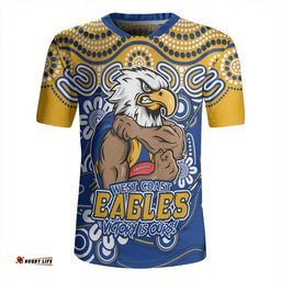 West Coast Eagles V-Neck Rugby Jerseys Aboriginal Inspired Tough Fan Football For Life