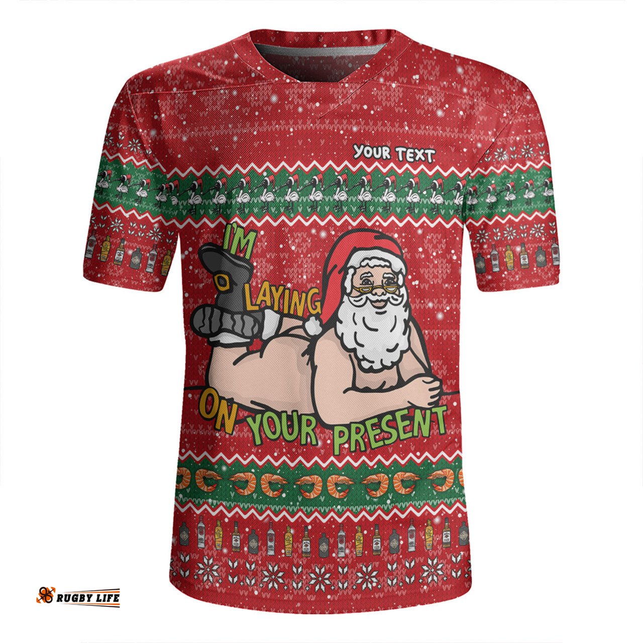 Australia Christmas Custom Merry Chrismas I'm Laying On Your Present Rugby Jersey