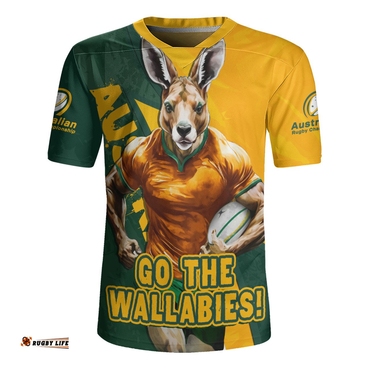 Aussie Wallabies Australian Roar The Rugby Championship Battle Yellow Rugby Jersey