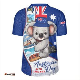 Australia Happy Australia Day Koala With Pictures Of Famous Places Rugby Jersey