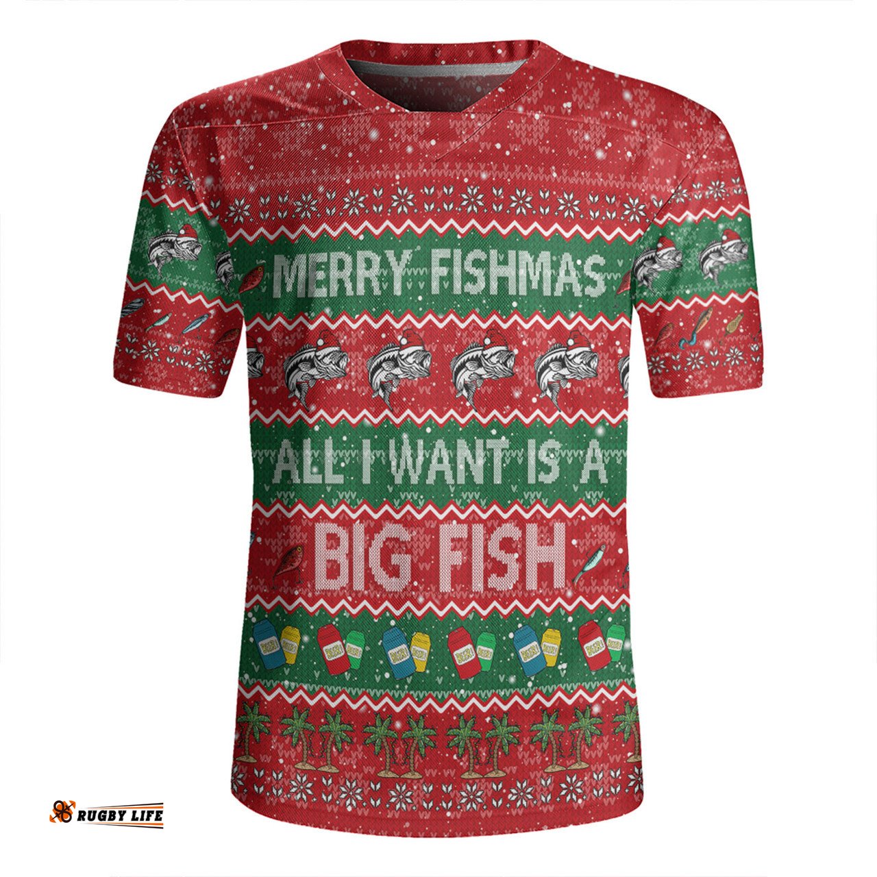 Australia Christmas Custom Merry Fishmas All I Want is a Big Fish Rugby Jersey