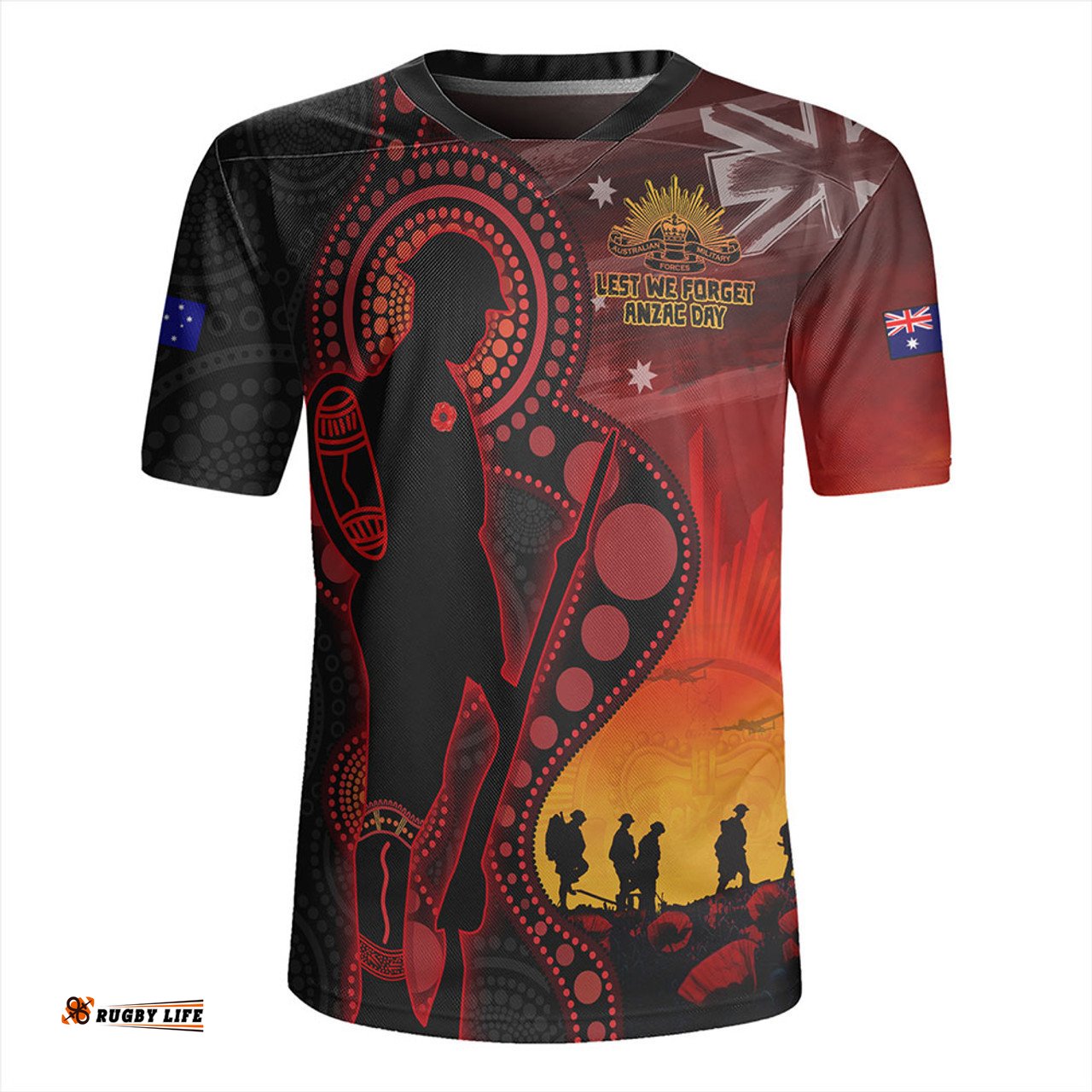 Australia ANZAC Day Aboriginal Guardians Of The Dawn Rugby Jersey
