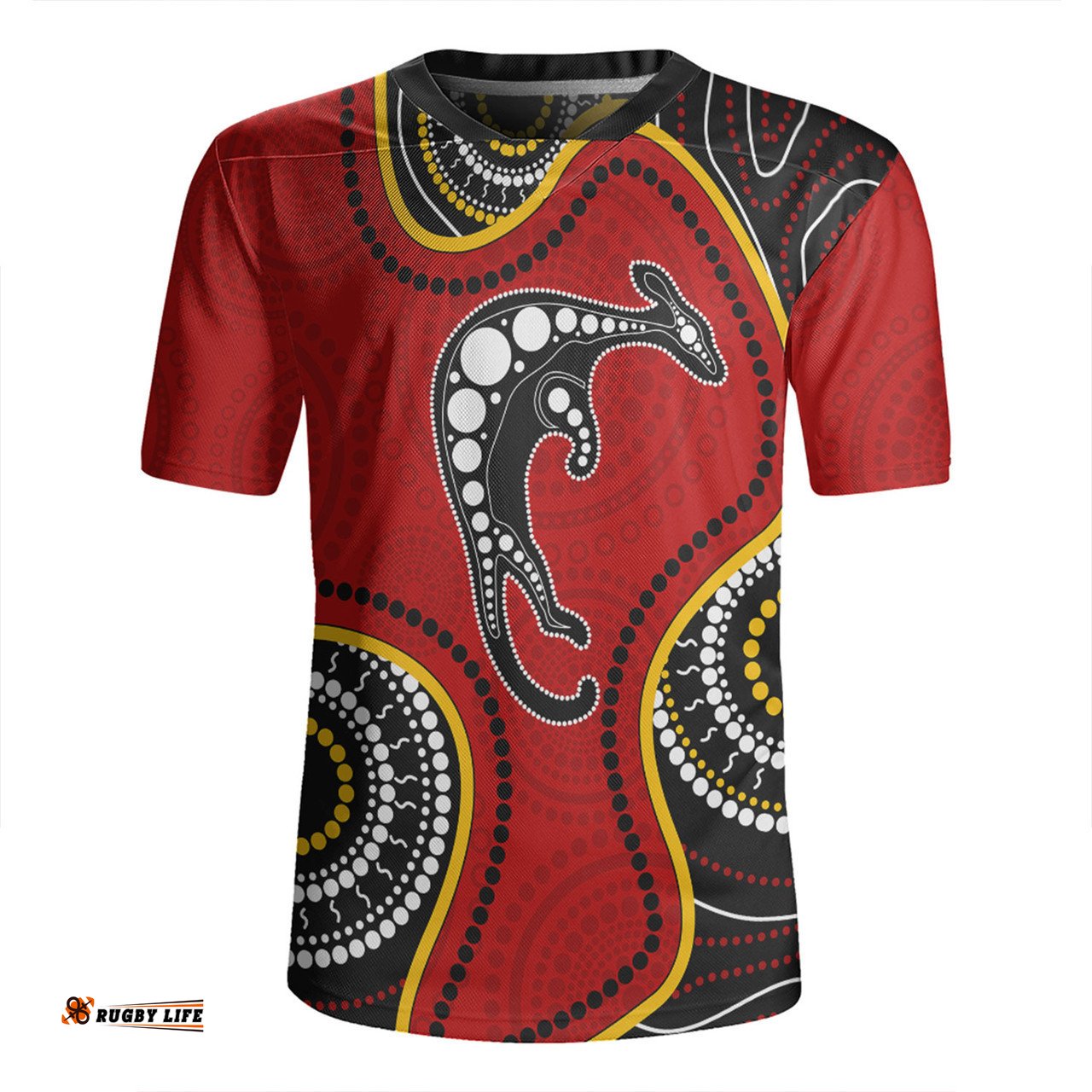 Australia Aboriginal Art With Kangaroo Red Rugby Jersey
