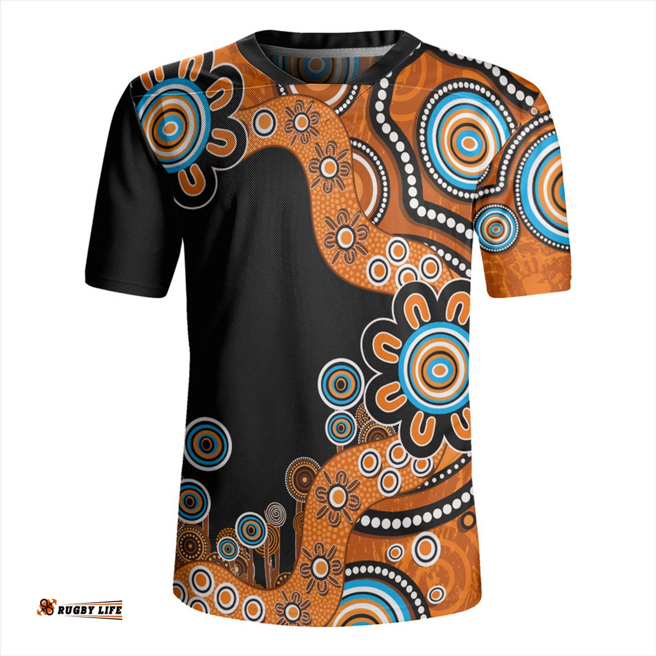 Australia Aboriginal Indigenous Dot Painting Orange Rugby Jersey