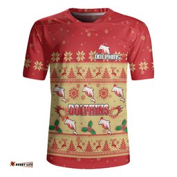 Redcliffe Dolphins Christmas Custom V-Neck Rugby Jerseys - Special Ugly Christmas V-Neck Rugby Jerseys