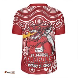 St. George Illawarra Dragons V-Neck Rugby Jerseys Aboriginal Inspired Tough Fan Rugby For Life Ver 2.0