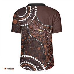 Australia V-Neck Rugby Jerseys Aboriginal Inspired Lizard With Dot Painting Pattern