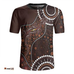 Australia V-Neck Rugby Jerseys Aboriginal Inspired Lizard With Dot Painting Pattern
