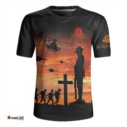 Australia Anzac Lest We Forget Sunset Soldiers Army Rugby Jersey