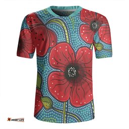Australia Flowers Aboriginal Aboriginal Dot Art Of Australian Poppy Flower Painting Rugby Jersey