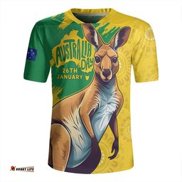 Australia Australia Day Kangaroo Art With Aboriginal Pattern Inspired Rugby Jersey