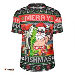 Australia Christmas Fishing Merrry Fishmas Angler Santa Claus Rugby Jersey