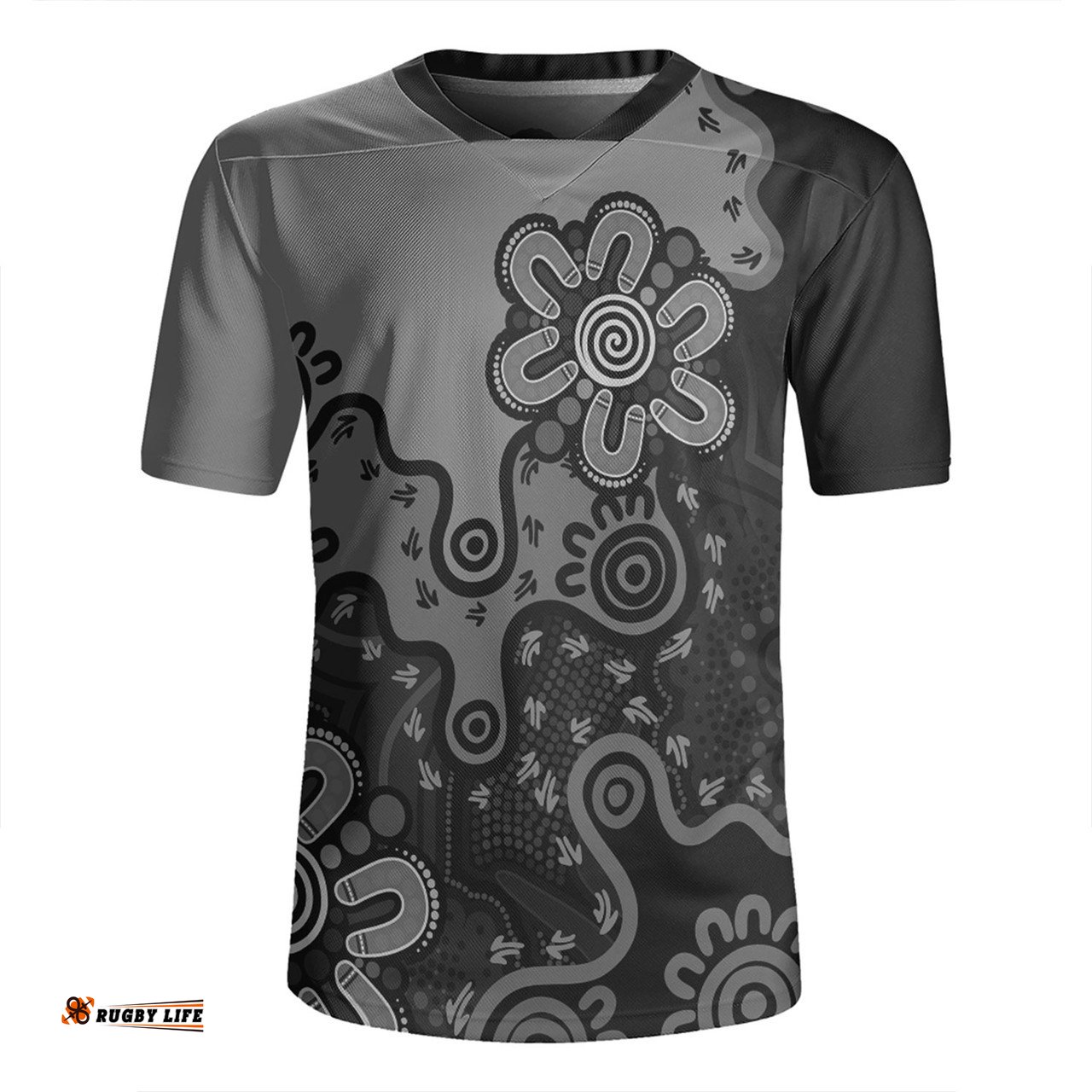 Australia Aboriginal Style Of Background Grey Rugby Jersey