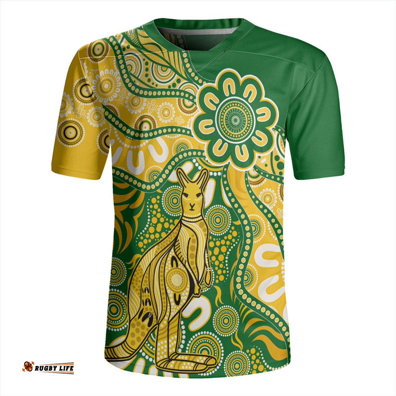 Australia Aboriginal Dot Design Kangaroo Rugby Jersey