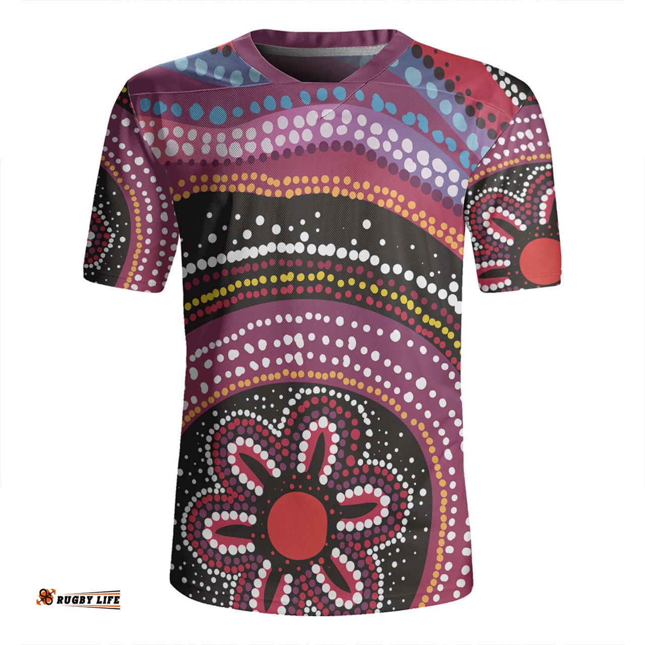 Australia Dot Painting Inspired Aboriginal Aboriginal Color Dot Inspired Rugby Jersey