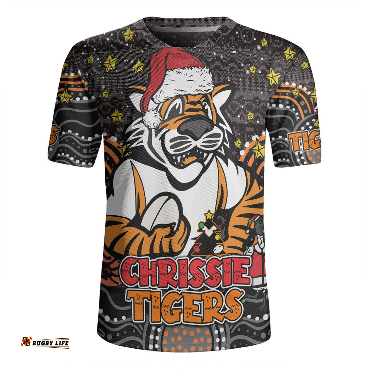 Wests Tigers Christmas Custom V-Neck Rugby Jerseys - Christmas Knit Patterns Vintage Jersey Ugly V-Neck Rugby Jerseys