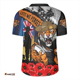 Wests Tigers V-Neck Rugby Jerseys United In Spirit Anzac Day Tribute