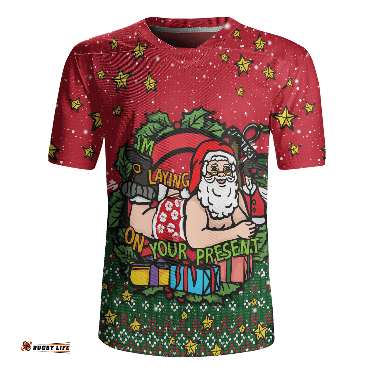 Australia Aussie Ugly Christmas Santa Present Rugby Jersey