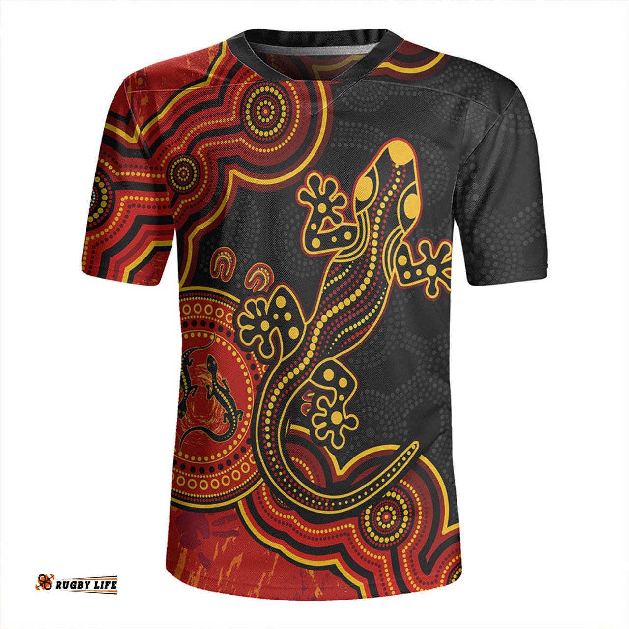 Australia Aboriginal Lizard Dreaming Outback Red Rugby Jersey