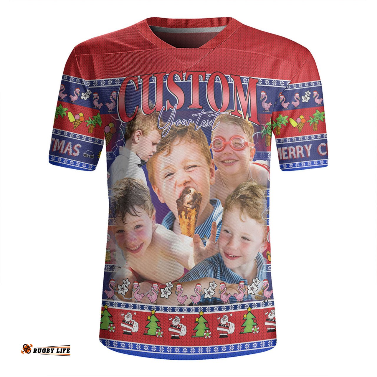 Australia Christmas Custom Personalised Blue Summer Vibes Chrissie Present Rugby Jersey