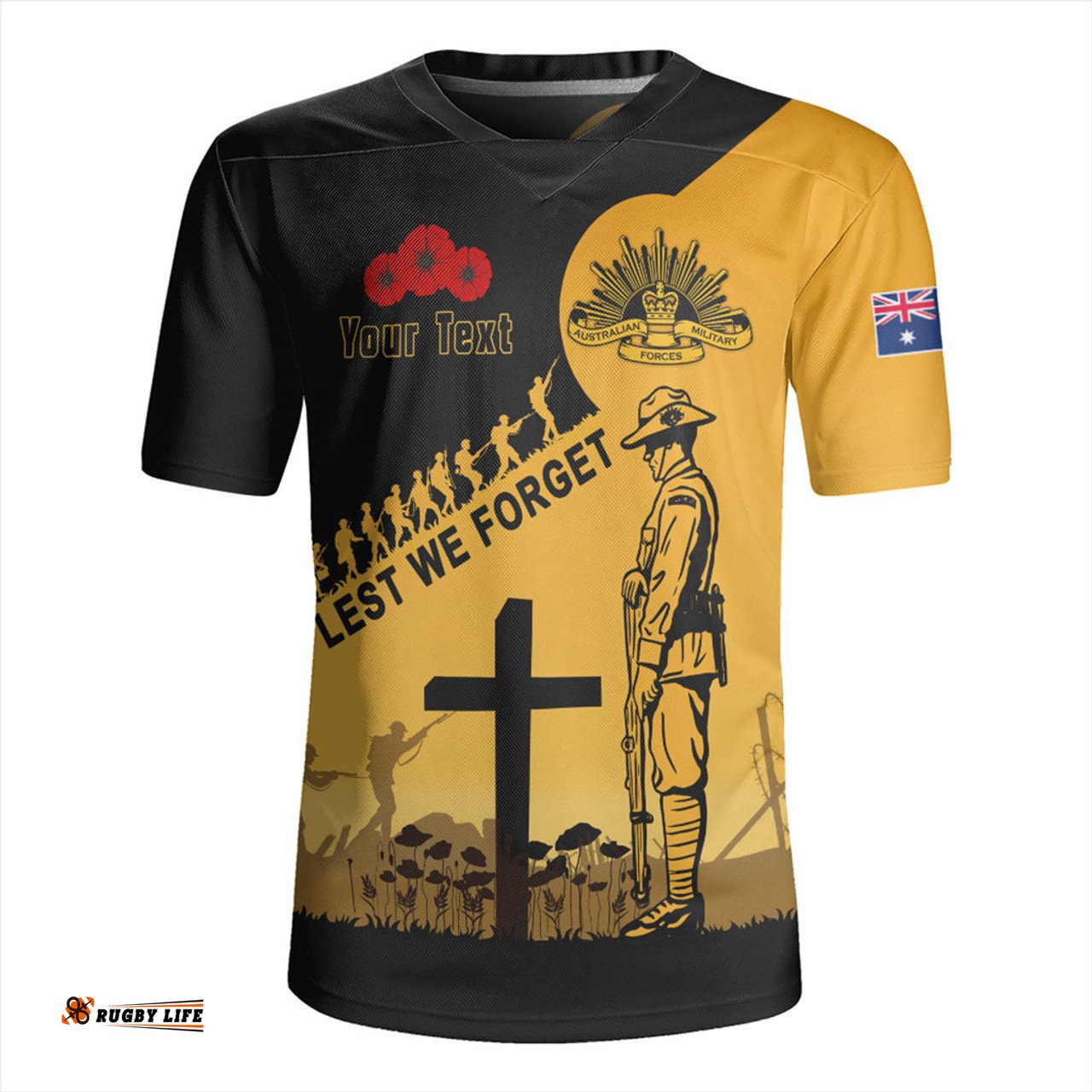 Australia Custom Anzac Day Soldiers Lest We Forget Poppy Rugby Jersey