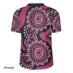 Australia Dot Painting Inspired Aboriginal Pink Flowers Aboriginal Dot Art Rugby Jersey