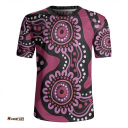 Australia Dot Painting Inspired Aboriginal Pink Flowers Aboriginal Dot Art Rugby Jersey