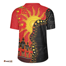 Australia Indigenous Dot Painting Inspired By The Aboriginal Flag Rugby Jersey