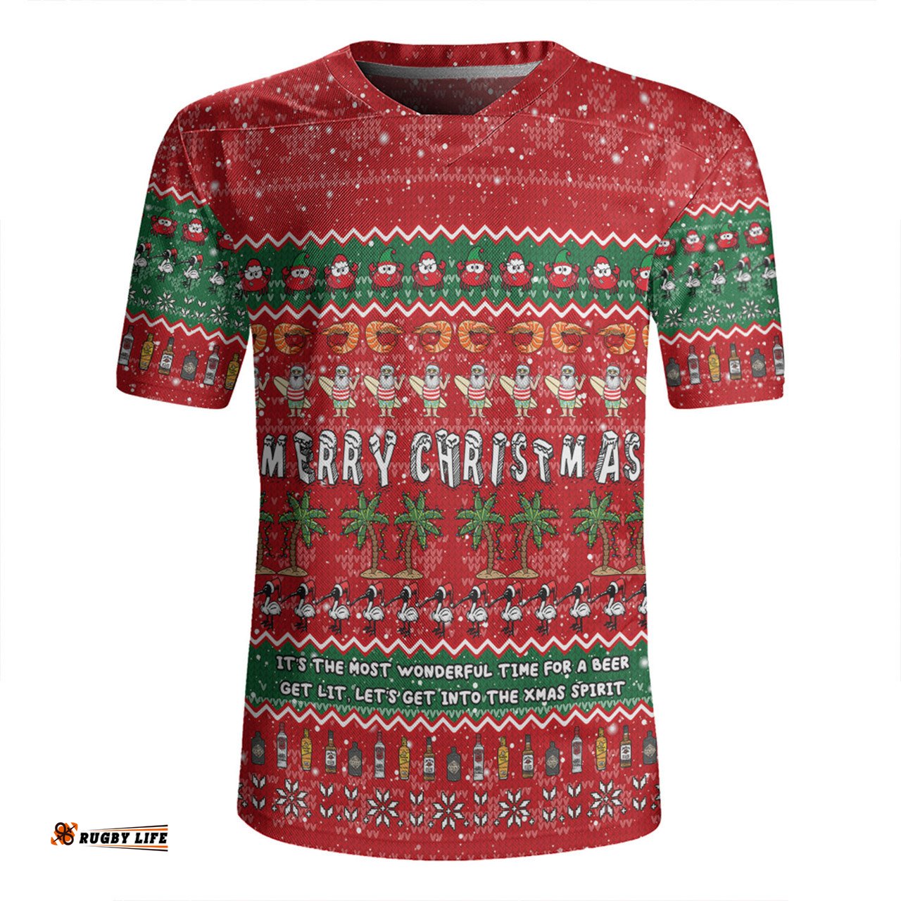 Australia Christmas Custom Aussie Ugly Christmas Let's Get Lit Rugby Jersey