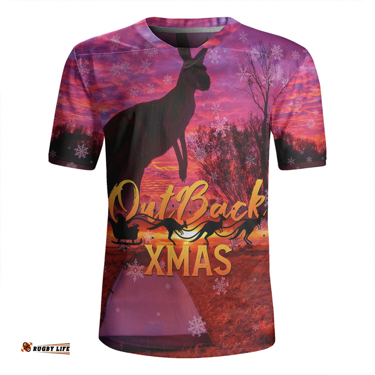 Australia Christmas Kangaroo Camping Aussie Outback Merry Christmas Rugby Jersey