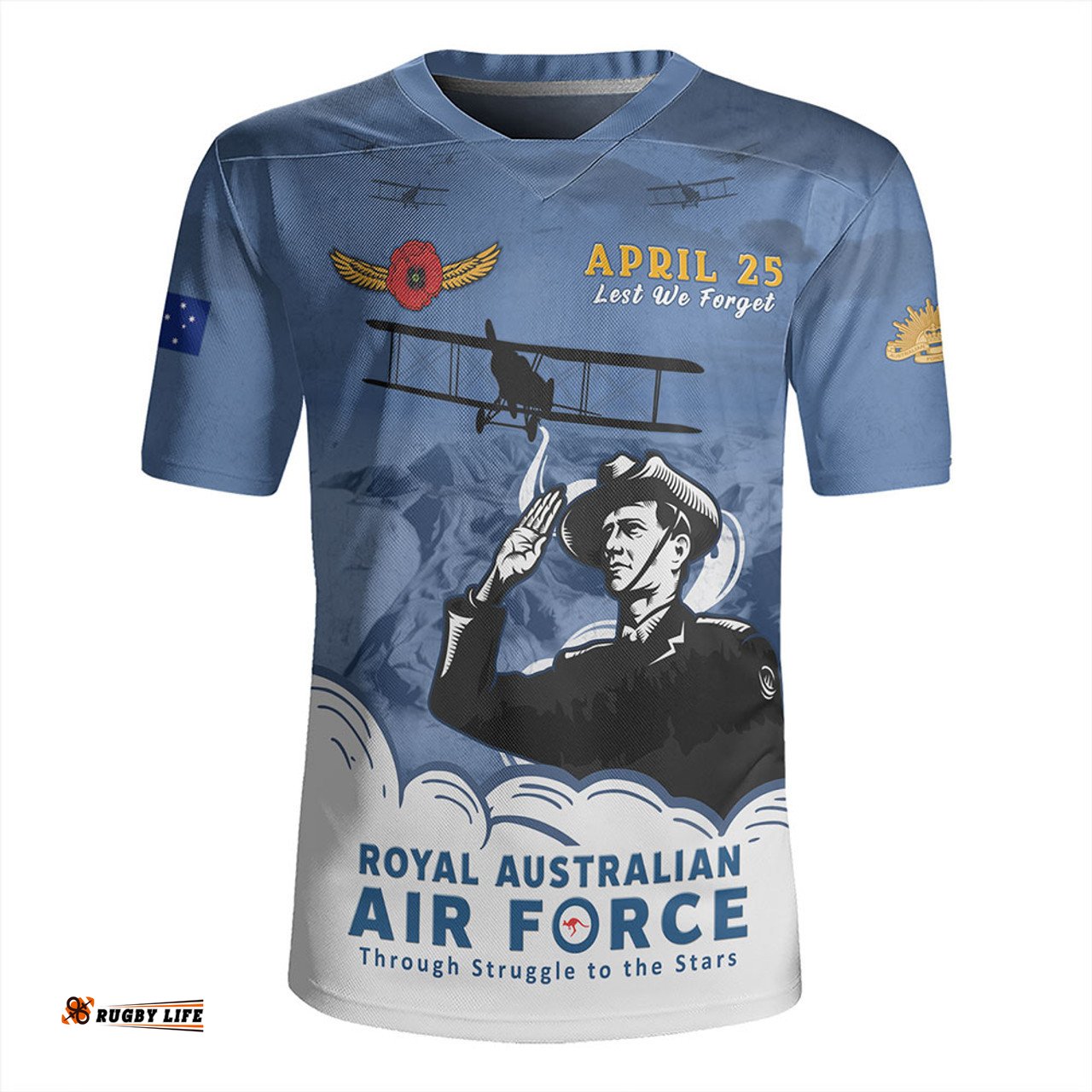 Australia Anzac Day Royal Australian Air Force Gallipoli Skies Rugby Jersey