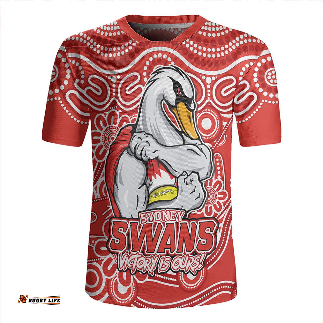 Sydney Swans V-Neck Rugby Jerseys Aboriginal Inspired Tough Fan Football For Life